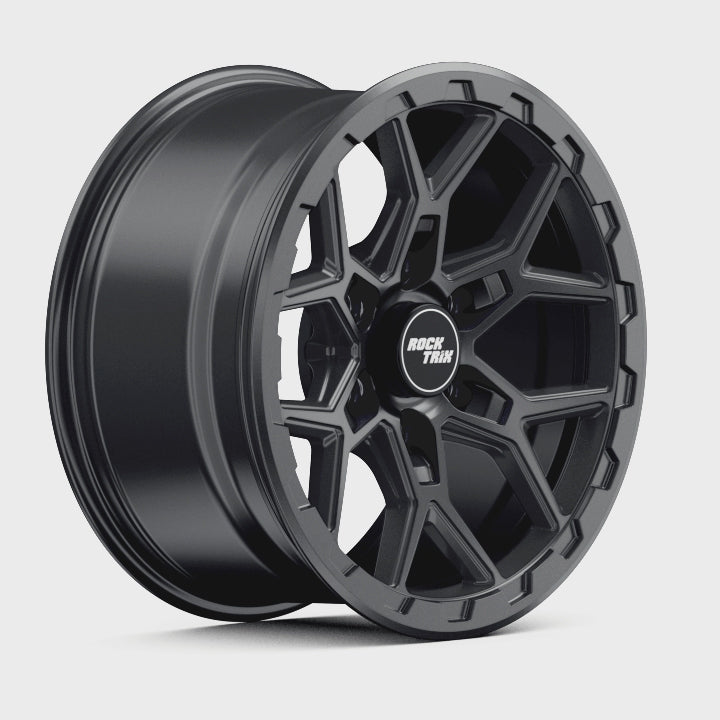 Rocktrix Offroad Wheels - RT107 - Matte Black  6x135, 87.1, 17x8.5,  ET 0 (4.75") Rims for Ford F150, Bronco Raptor. 6x139.7, 106.1, 17x8.5, ET25 (5.73") for Toyota, Lexus