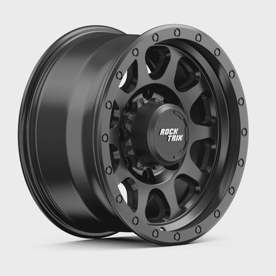 Rocktrix Offroad Wheels RT111 8Lug 17x8.5 Matte Black Heavy Duty Rim, for Chevrolet, GMC, Ram, Ford