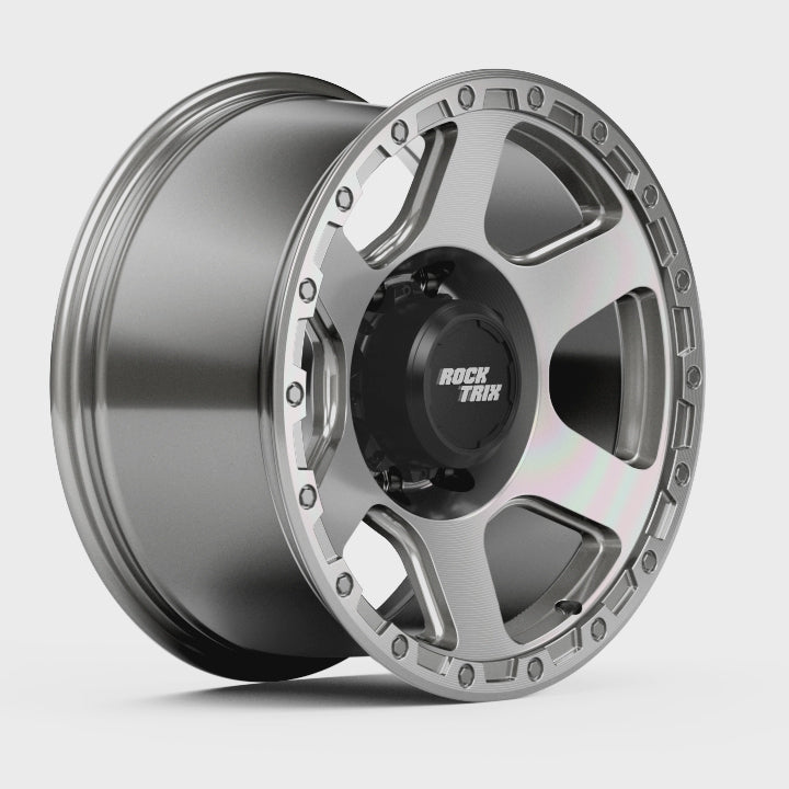 Rocktrix Offroad Wheels - RT112 8Lug 18x9 Machined Silver rim - Heavy Duty Rim, for Chevrolet, GMC, Ram, Ford