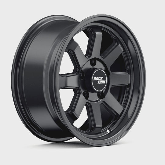 Rocktrix Offroad Wheel - RT116 ATV - 8 Straight Spokes 5x114.3 | 68, 15x7 ET30 ATV UTV rim for Polaris - Matte Black. 360 video