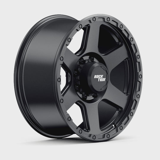 Rocktrix Offroad Wheels RT112 8Lug 20x9 ET +12 Matte Black Heavy Duty Rim, for Chevrolet, GMC, Ram, Ford
