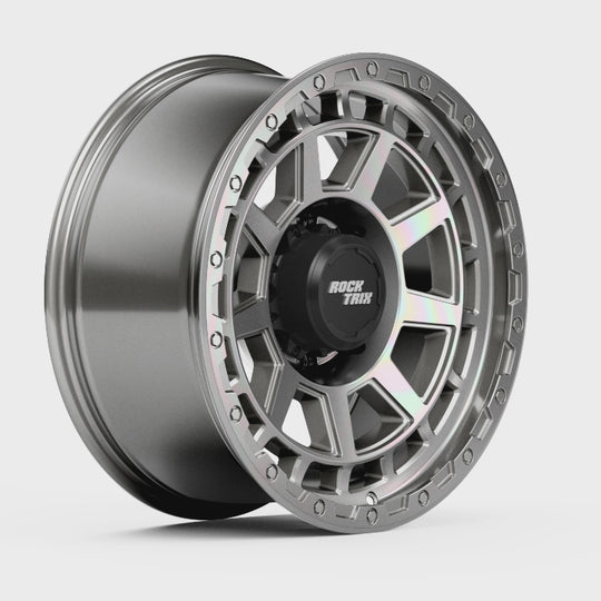 Rocktrix Offroad Wheels - RT114 8Lug 18x9, 20x9, ET-12, Machined Silver rim - Heavy Duty Rim, for Chevrolet, GMC, Ram, Ford