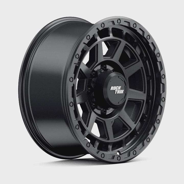 Rocktrix Offroad Wheels - RT114 8Lug 20x9, ET+12, Matte Black rim - Heavy Duty Rim, for Chevrolet, GMC, Ram, Ford