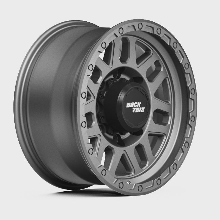 Rocktrix Offroad Wheels - RT110 8Lug 17x8.5 Matte Gunmetal - Heavy Duty Rim, for Chevrolet, GMC, Ram, Ford