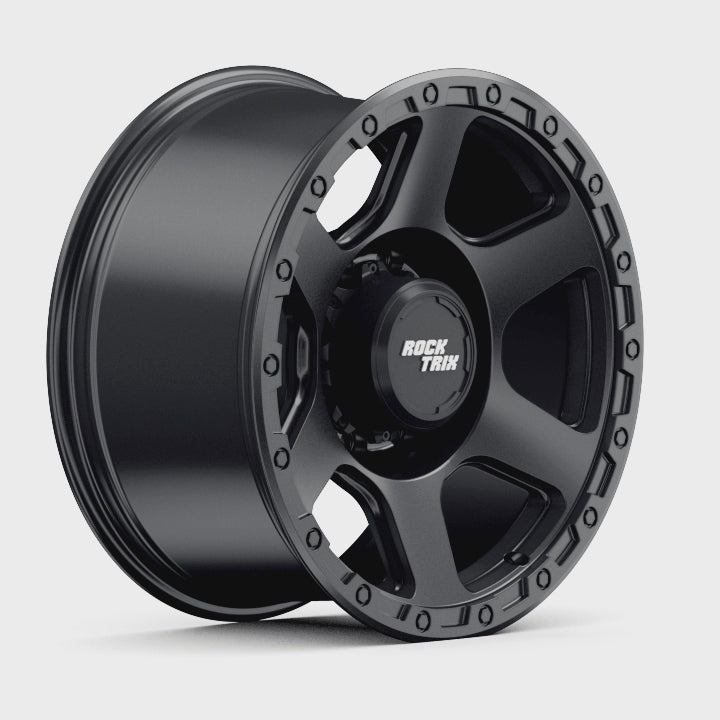 Rocktrix Offroad Wheels - RT112 8Lug 18x9 Matte Black rim - Heavy Duty Rim, for Chevrolet, GMC, Ram, Ford