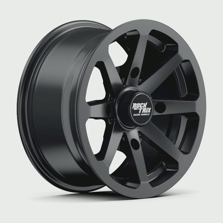 RT102 - Eight Straight Spoke Wheel, Matte Black, 4-lug hole