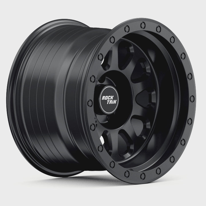 Rocktrix Offroad Wheels RT111 Matte Black  5x114.3 71.5 15x10 for Jeep Wrangler YJ, TJ, Cherokee XJ, Grand Cherokee ZJ