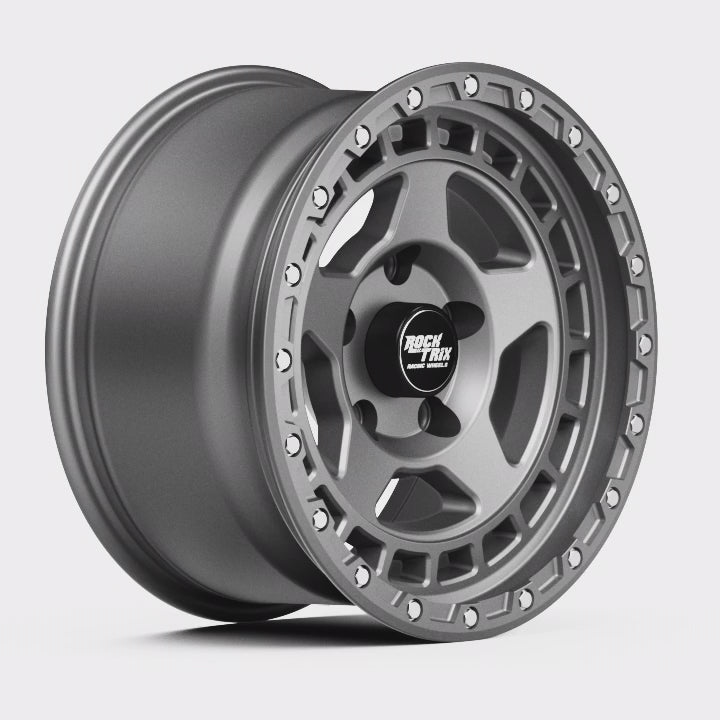 RockTrix Offroad Wheel - RT115 Modern Five Spokes Wheel -  Matte Gunmetal 5 Lug Holes Rim