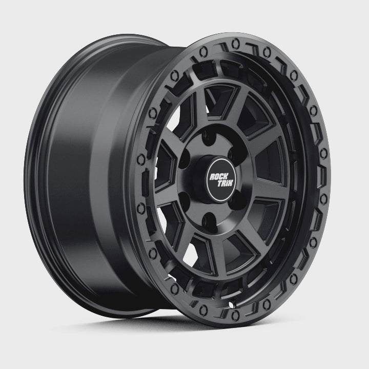 Rocktrix Offroad Wheels - RT114 - Matte Black  6x135, 87.1, 17x8.5,  ET 0 (4.75") Rims for Ford F150, Bronco Raptor. 6x139.7, 106.1, 17x8.5, ET25 (5.73") for Toyota, Lexus