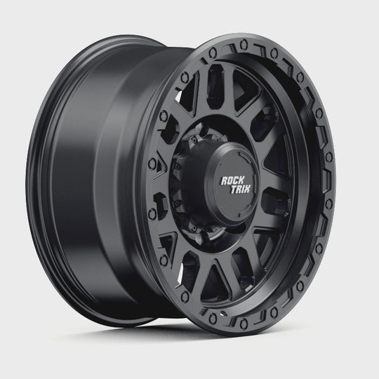 Rocktrix Offroad Wheels - RT110 8Lug 17x8.5 Matte Black - Heavy Duty Rim, for Chevrolet, GMC, Ram, Ford