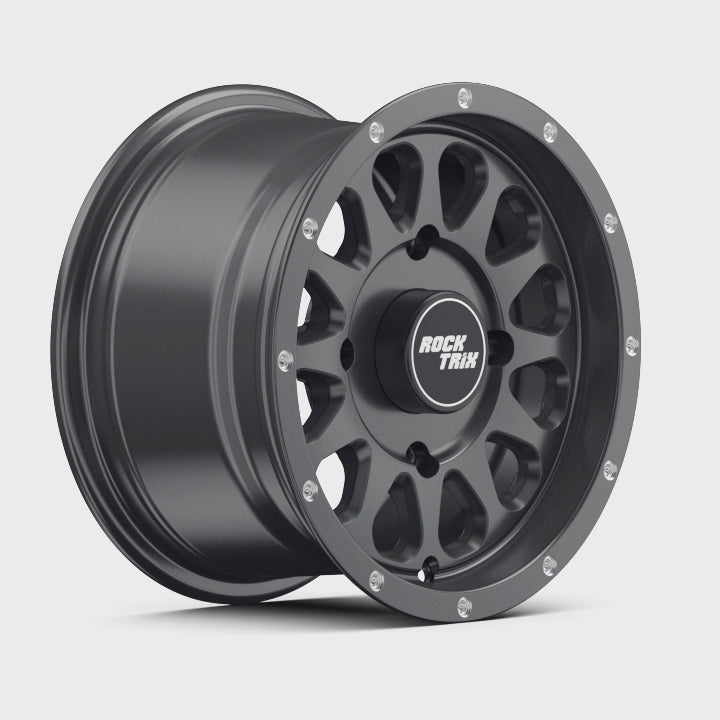 Rocktrix Offroad Wheel RT111 ATV 12x7 rim, Matte Black  360 degree