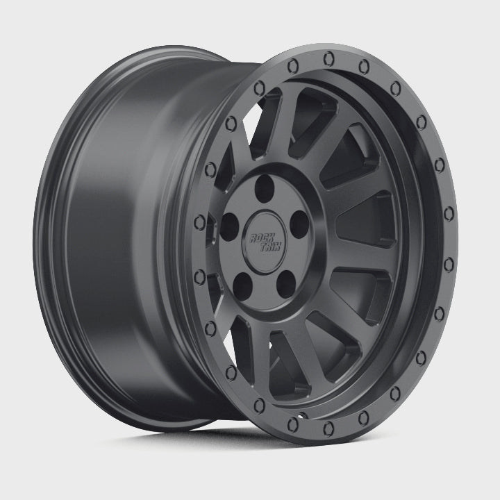 Rocktrix RT120 11 straight spoke 17x9 wheel, Matte Black, 5 lug 5x127, fits Jeep