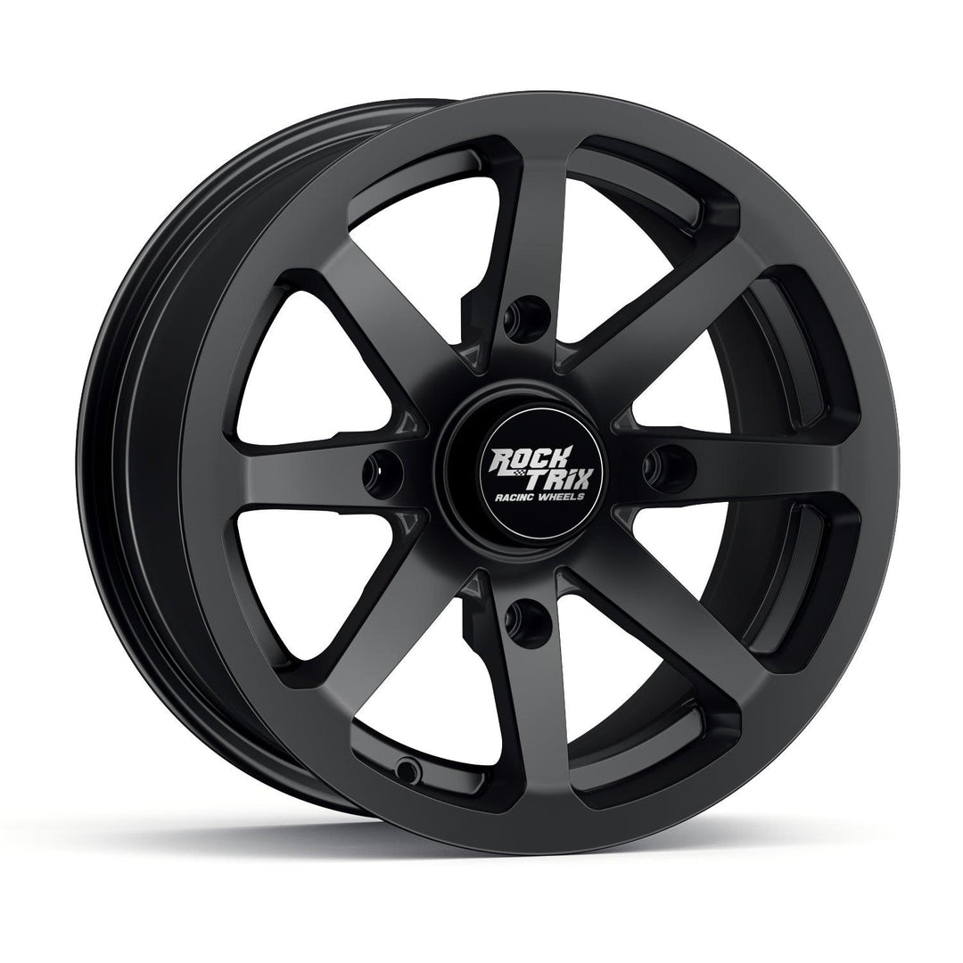 Rocktrix Offroad ATV UTV Wheels - RT102 - Eight Straight Spoke - 4x110 | 74 / 14x7 | ET30 - Matte Black Rims