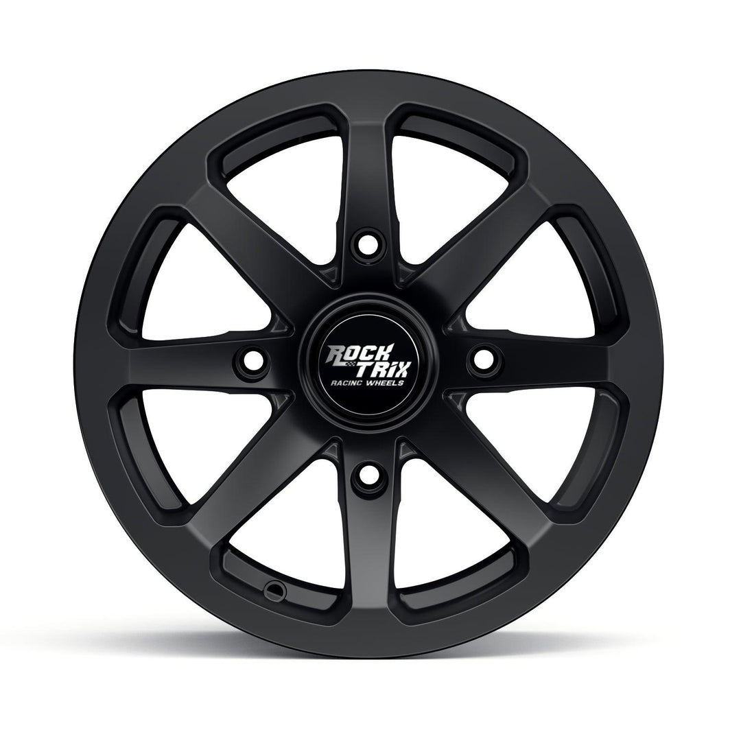 Rocktrix Offroad ATV UTV Wheels - RT102 - Eight Straight Spoke - 4x110 | 74 / 12x7 | ET-47 - Matte Black Rims