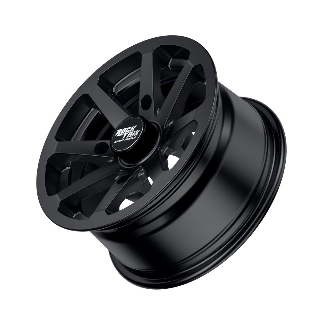 RT102 - Eight Straight Spoke Wheel, 14x7" ET30, or 15x7" ET10,  (Front/Rear) Matte Black, 4-lug hole