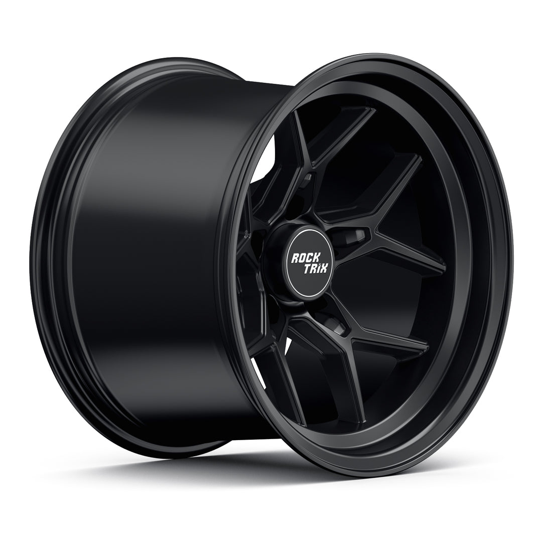 Rocktrix Offroad Wheels - RT105 Five Split-Spoke Mesh -  15x10, 5x114.3, 71.5, ET-44, Matte Black Rims for Jeep. 