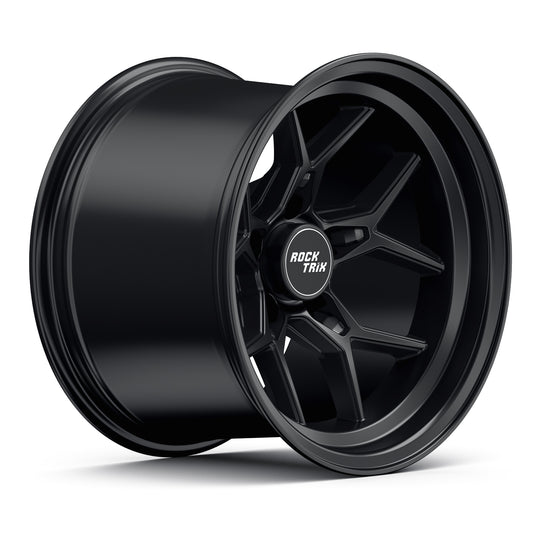 Rocktrix Offroad Wheels - RT105 Five Split-Spoke Mesh -  15x10, 5x114.3, 71.5, ET-44, Matte Black Rims for Jeep. 