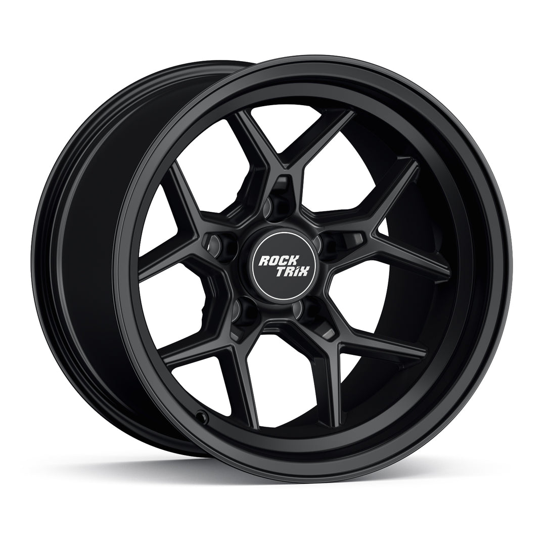 Rocktrix Offroad Wheels - RT105 Five Split-Spoke Mesh -  15x10, 5x114.3, 71.5, ET-44, Matte Black Rims for Jeep. 