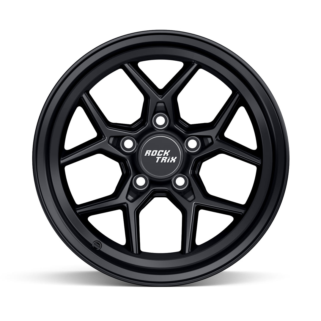 Rocktrix Offroad Wheels - RT105 Five Split-Spoke Mesh -  15x10, 5x114.3, 71.5, ET-44, Matte Black Rims for Jeep. 