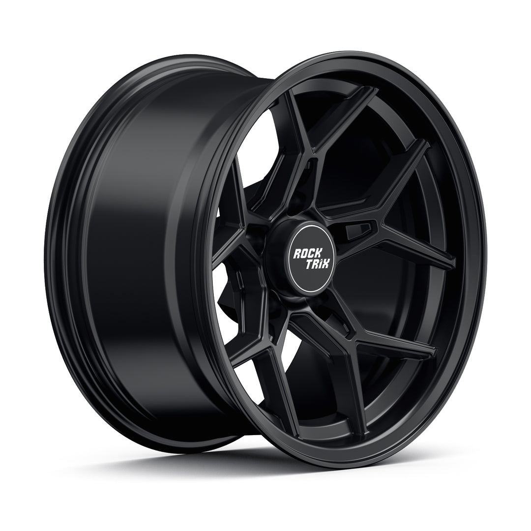 Rocktrix Offroad Wheels - RT105 Five Split-Spoke Mesh -  15x8, 5x114.3, 71.5, ET-19, Matte Black Rims for Jeep. 