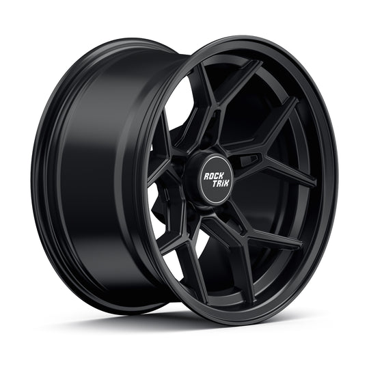 Rocktrix Offroad Wheels - RT105 Five Split-Spoke Mesh -  15x8, 5x114.3, 71.5, ET-19, Matte Black Rims for Jeep. 