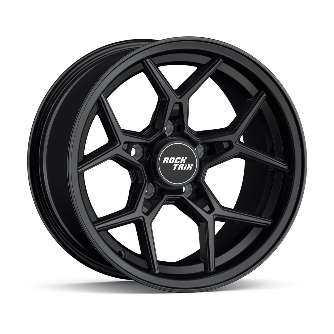 Rocktrix Offroad Wheels - RT105 Five Split-Spoke Mesh -  15x8, 5x114.3, 71.5, ET-19, Matte Black Rims for Jeep. 