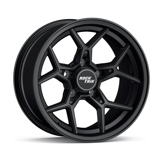 Rocktrix Offroad Wheels - RT105 Five Split-Spoke Mesh -  15x8, 5x114.3, 71.5, ET-19, Matte Black Rims for Jeep. 