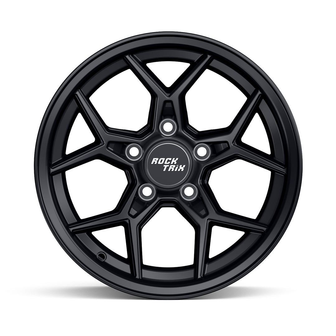 Rocktrix Offroad Wheels - RT105 Five Split-Spoke Mesh -  15x8, 5x114.3, 71.5, ET-19, Matte Black Rims for Jeep. 
