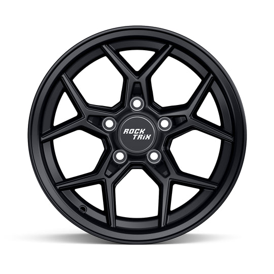 Rocktrix Offroad Wheels - RT105 Five Split-Spoke Mesh -  15x8, 5x114.3, 71.5, ET-19, Matte Black Rims for Jeep. 