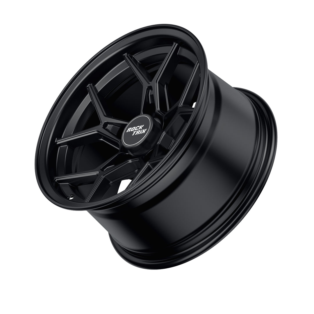 Rocktrix Offroad Wheels - RT105 Five Split-Spoke Mesh -  15x8, 5x114.3, 71.5, ET-19, Matte Black Rims for Jeep. 