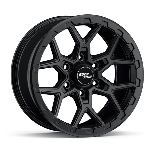 Rocktrix Offroad Wheels - RT107 - Matte Black  6x135, 87.1, 17x8.5,  ET 0 (4.75") Rims for Ford F150, Bronco Raptor. 6x139.7, 106.1, 17x8.5, ET25 (5.73") for Toyota, Lexus