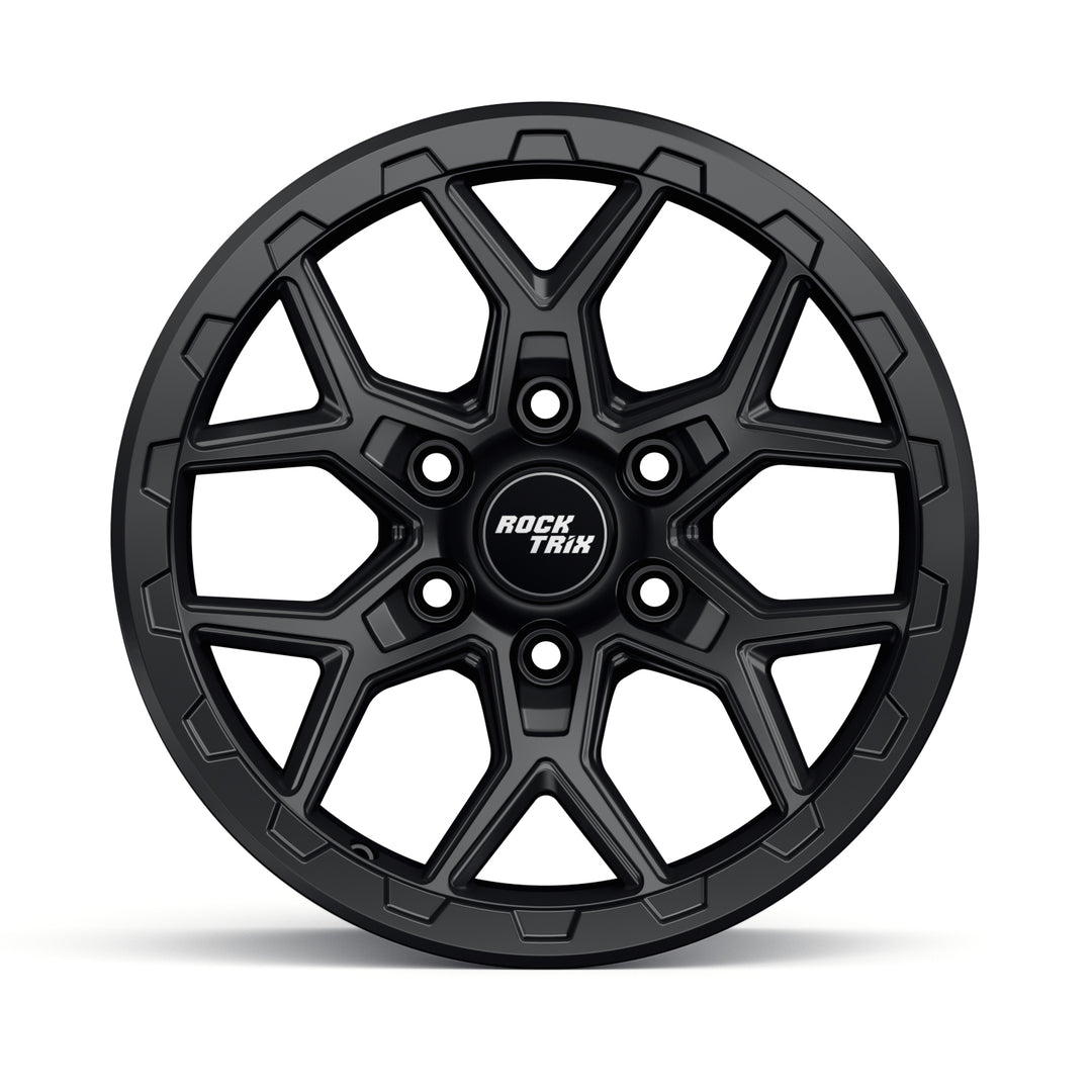 Rocktrix Offroad Wheels - RT107 - Matte Black  6x135, 87.1, 17x8.5,  ET 0 (4.75") Rims for Ford F150, Bronco Raptor. 6x139.7, 106.1, 17x8.5, ET25 (5.73") for Toyota, Lexus