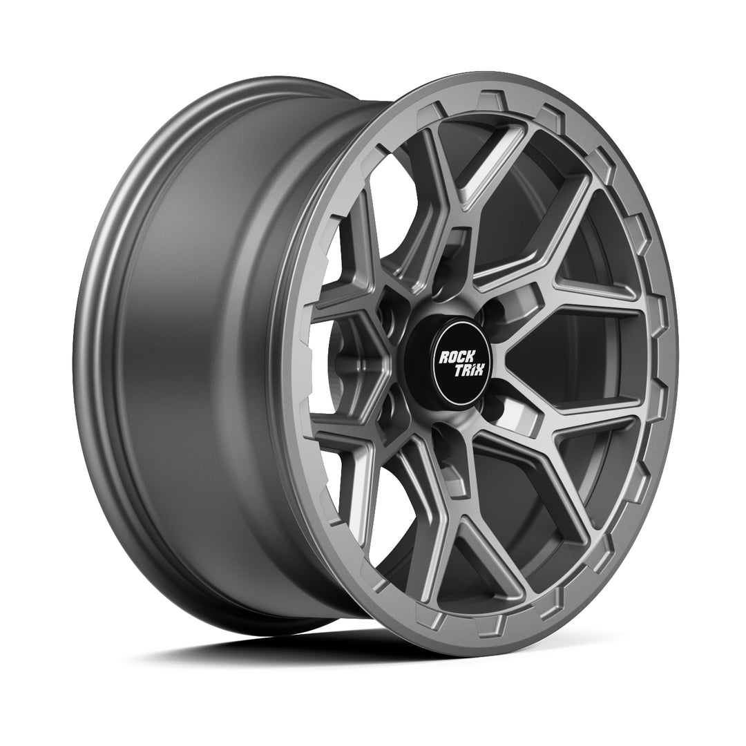 Rocktrix Offroad Wheels - RT107 - Matte Gunmetal  6x135, 87.1, 17x8.5,  ET 0 (4.75") Rims for Ford F150, Bronco Raptor. 6x139.7, 106.1, 17x8.5, ET25 (5.73") for Toyota, Lexus