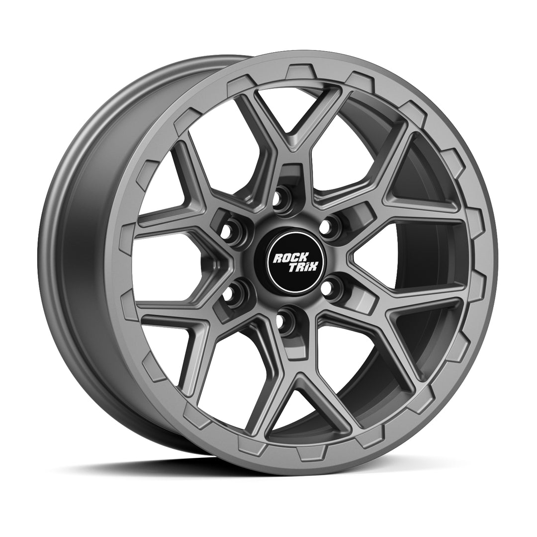 Rocktrix Offroad Wheels - RT107 - Matte Gunmetal  6x135, 87.1, 17x8.5,  ET 0 (4.75") Rims for Ford F150, Bronco Raptor. 6x139.7, 106.1, 17x8.5, ET25 (5.73") for Toyota, Lexus