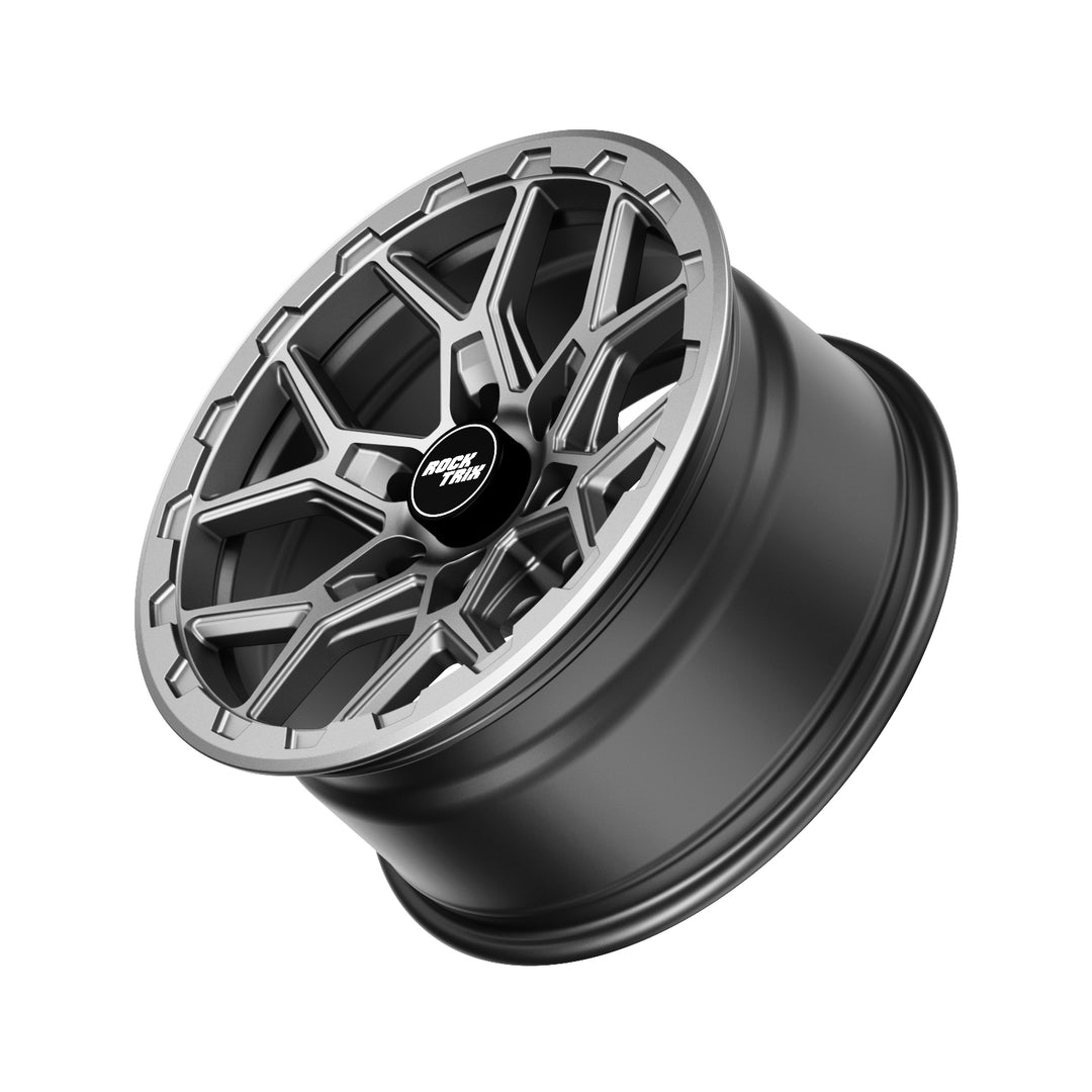 Rocktrix Offroad Wheels - RT107 - Matte Gunmetal  6x135, 87.1, 17x8.5,  ET 0 (4.75") Rims for Ford F150, Bronco Raptor. 6x139.7, 106.1, 17x8.5, ET25 (5.73") for Toyota, Lexus