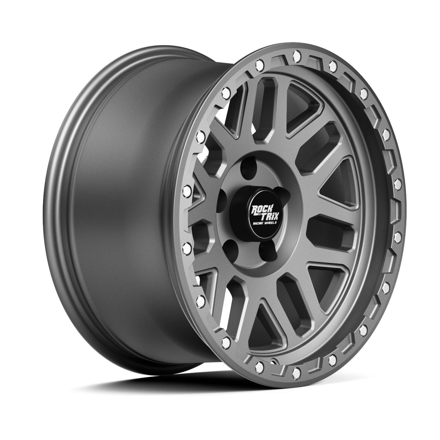 RockTrix RT117 17x9 Wheels -38 Offset – Matte Gunmetal, 6x139.7 Bolt Pattern – For Tacoma, 4Runner, And More