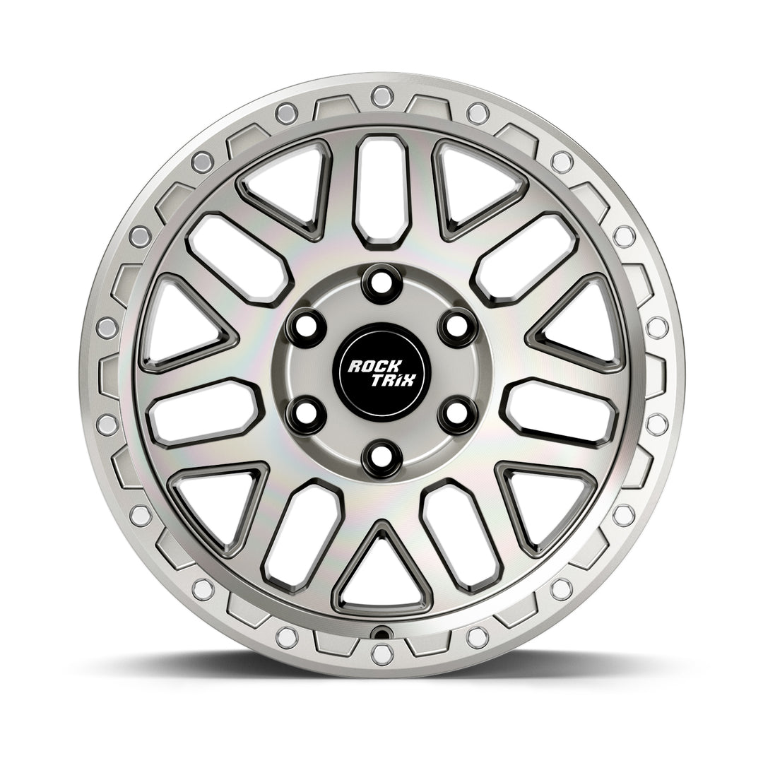 Rocktrix Offroad Wheels - RT110 Machined Silver 6x137 | 87.1, 6x139.7 | 106.1, size  17x9, 18x9, 20x9 | ET-12 (4.5") Rims for Toyota Lexus Ford F150 Bronco Raptor Ranger Chevrolet Chevy GMC RAM