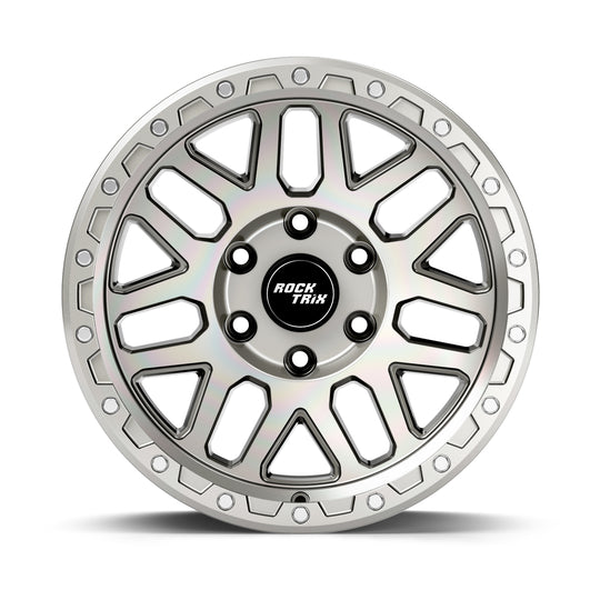Rocktrix Offroad Wheels - RT110 Machined Silver 6x137 | 87.1, 6x139.7 | 106.1, size  17x9, 18x9, 20x9 | ET-12 (4.5") Rims for Toyota Lexus Ford F150 Bronco Raptor Ranger Chevrolet Chevy GMC RAM