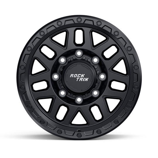 Rocktrix Offroad Wheels - RT110 8Lug 17x8.5 Matte Black - Heavy Duty Rim, for Chevrolet, GMC, Ram, Ford