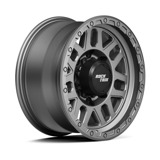Rocktrix Offroad Wheels - RT110 8Lug 17x8.5 Matte Gunmetal - Heavy Duty Rim, for Chevrolet, GMC, Ram, Ford