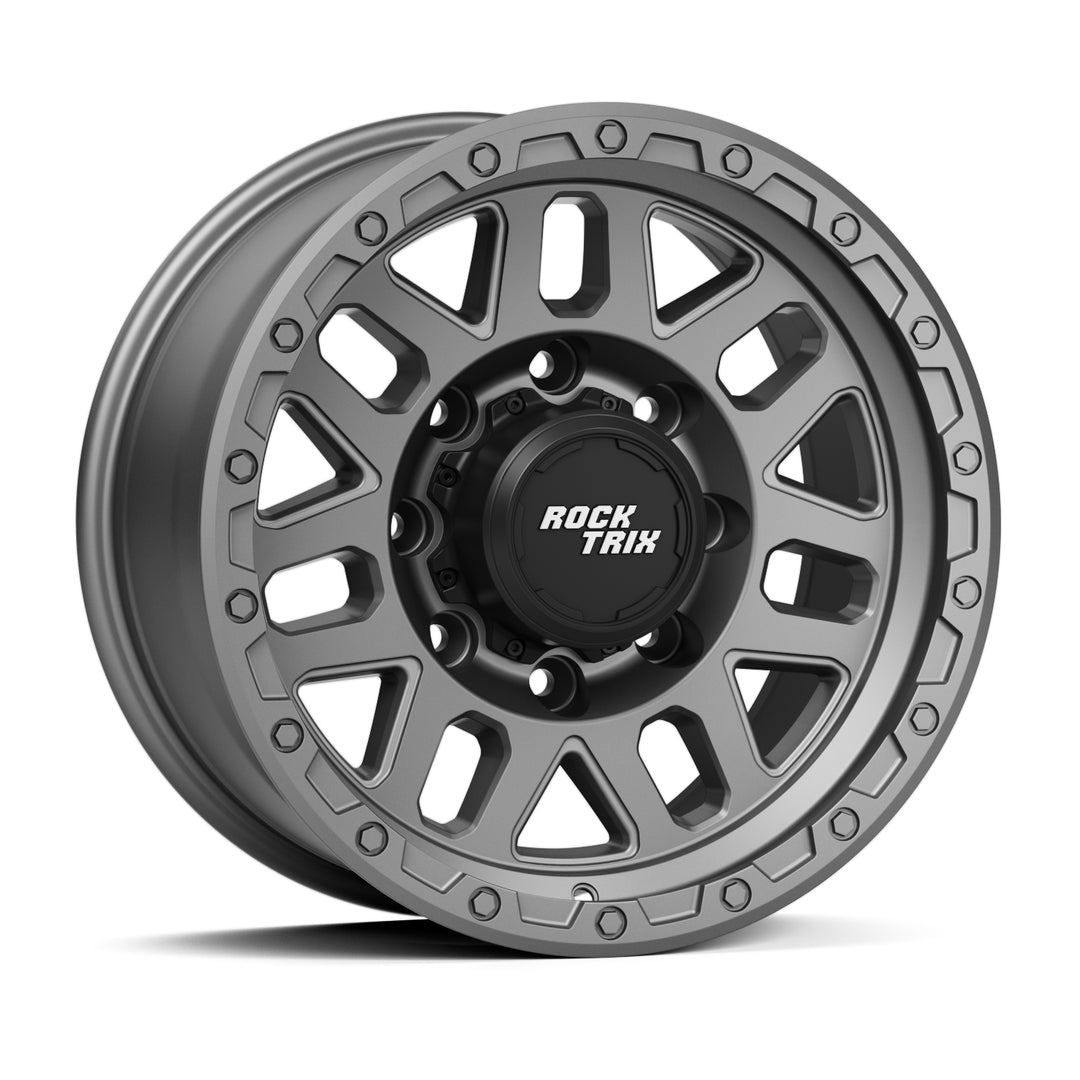Rocktrix Offroad Wheels - RT110 8Lug 17x8.5 Matte Gunmetal - Heavy Duty Rim, for Chevrolet, GMC, Ram, Ford