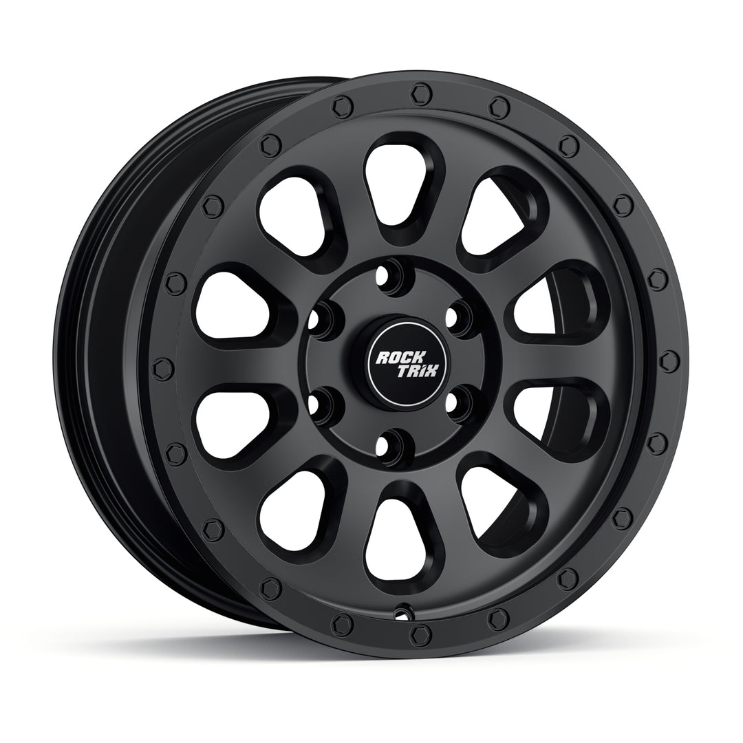 Rocktrix Offroad Wheels - RT111 - Matte Black  6x135, 87.1, 17x8.5,  ET 0 (4.75") Rims for Ford F150, Bronco Raptor. 6x139.7, 106.1, 17x8.5, ET25 (5.73") for Toyota, Lexus