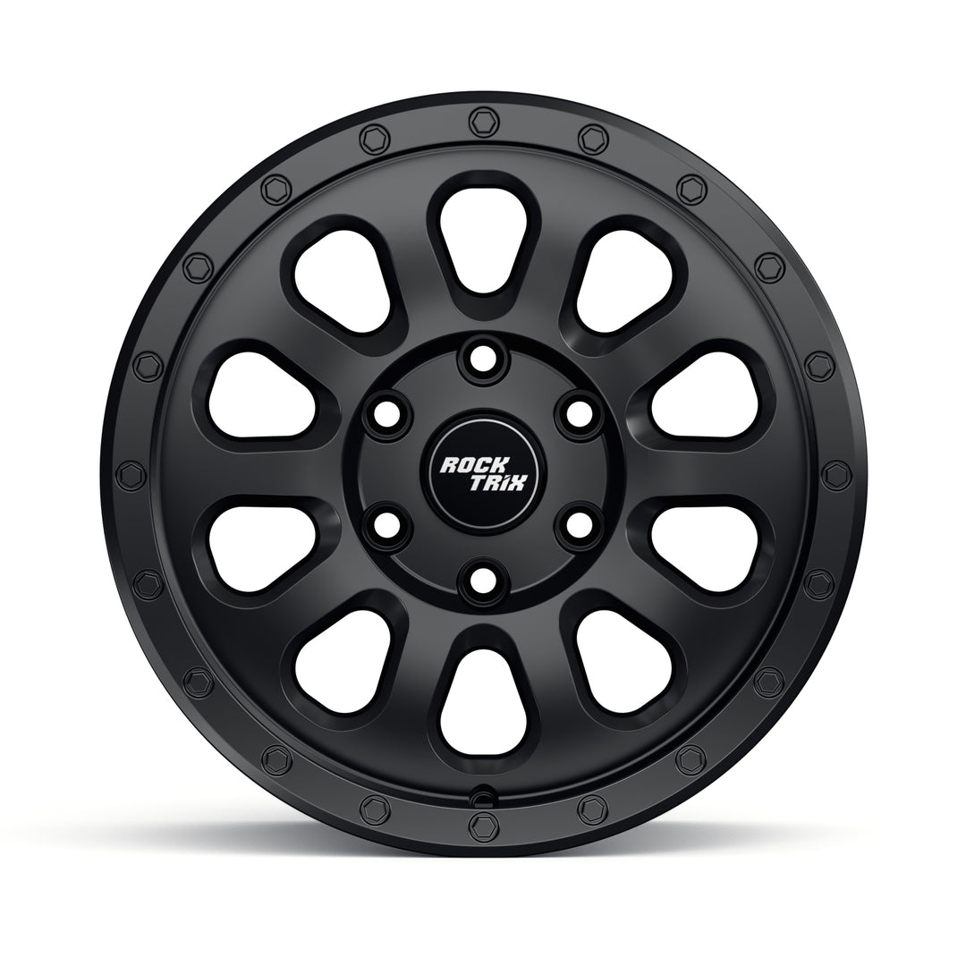 Rocktrix Offroad Wheels - RT111 - Matte Black  6x135, 87.1, 17x8.5,  ET 0 (4.75") Rims for Ford F150, Bronco Raptor. 6x139.7, 106.1, 17x8.5, ET25 (5.73") for Toyota, Lexus