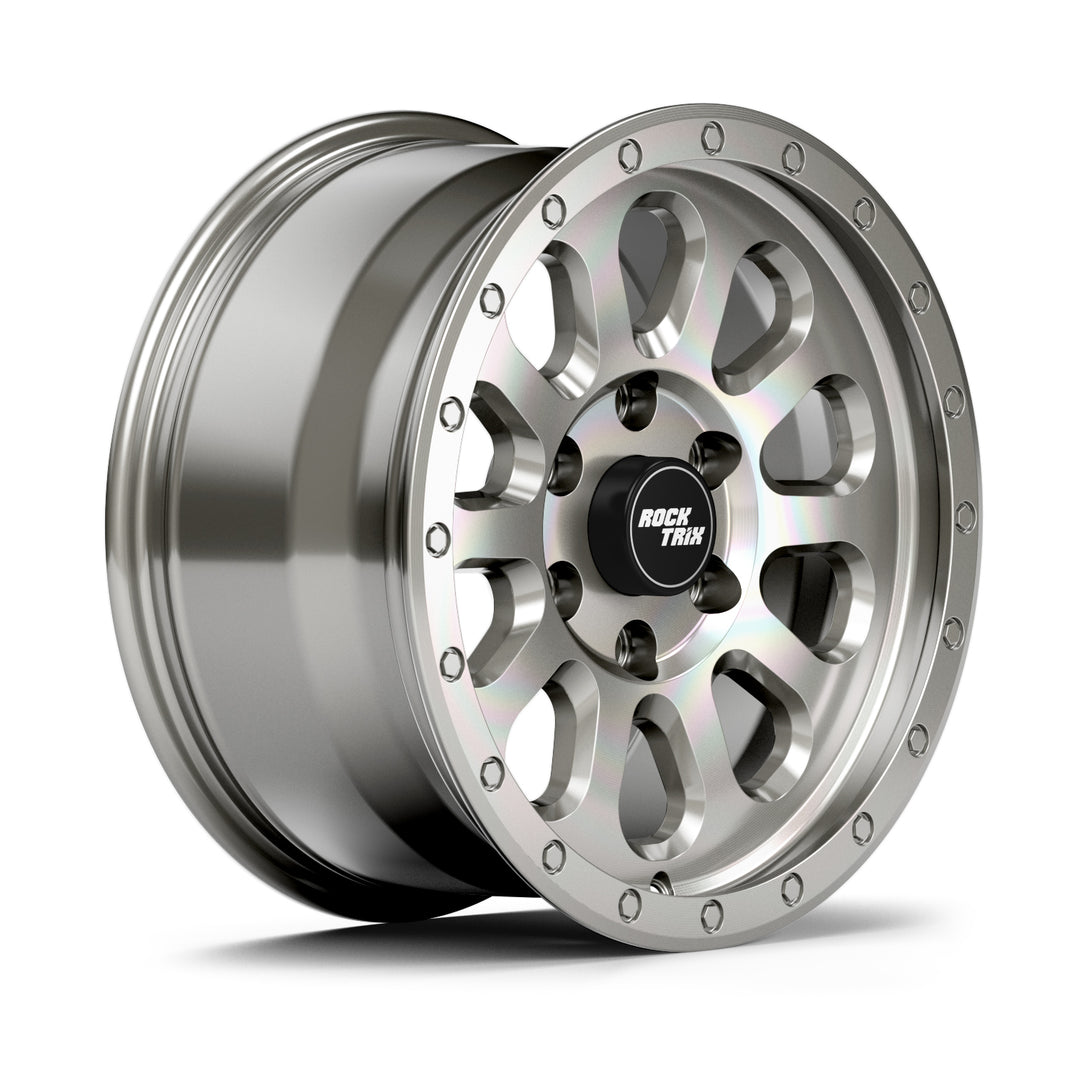 Rocktrix Offroad Wheels - RT111 - Machined Silver  6x135, 87.1, 17x8.5,  ET 0 (4.75") Rims for Ford F150, Bronco Raptor. 6x139.7, 106.1, 17x8.5, ET25 (5.73") for Toyota, Lexus