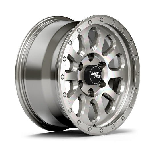 Rocktrix Offroad Wheels - RT111 - Machined Silver  6x135, 87.1, 17x8.5,  ET 0 (4.75") Rims for Ford F150, Bronco Raptor. 6x139.7, 106.1, 17x8.5, ET25 (5.73") for Toyota, Lexus