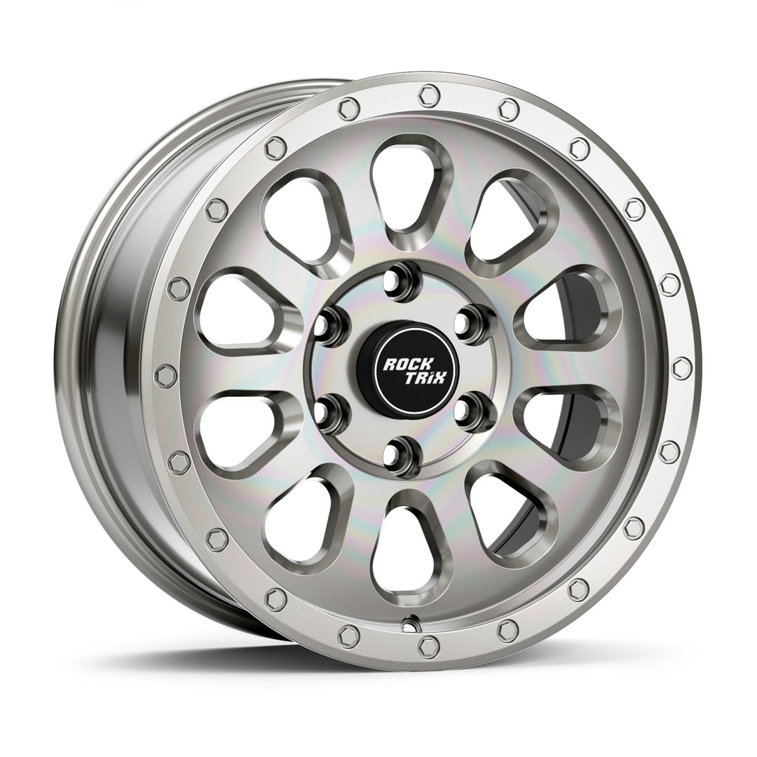 Rocktrix Offroad Wheels - RT111 - Machined Silver  6x135, 87.1, 17x8.5,  ET 0 (4.75") Rims for Ford F150, Bronco Raptor. 6x139.7, 106.1, 17x8.5, ET25 (5.73") for Toyota, Lexus