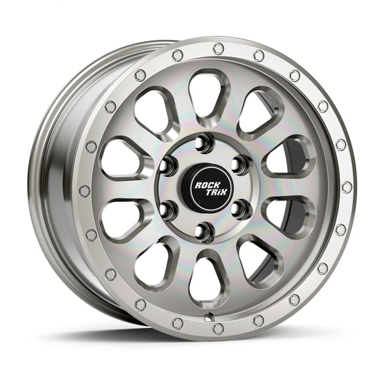 Rocktrix Offroad Wheels - RT111 - Machined Silver  6x135, 87.1, 17x8.5,  ET 0 (4.75") Rims for Ford F150, Bronco Raptor. 6x139.7, 106.1, 17x8.5, ET25 (5.73") for Toyota, Lexus