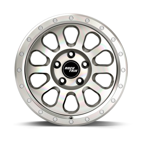 Rocktrix Offroad Wheels RT111 Teardrop Multispoke Machined Silver 17x9 Rims PCD 5x150, Bore 110.1, for Lexus, Toyota Land Cruiser, Sequoia, Tundra