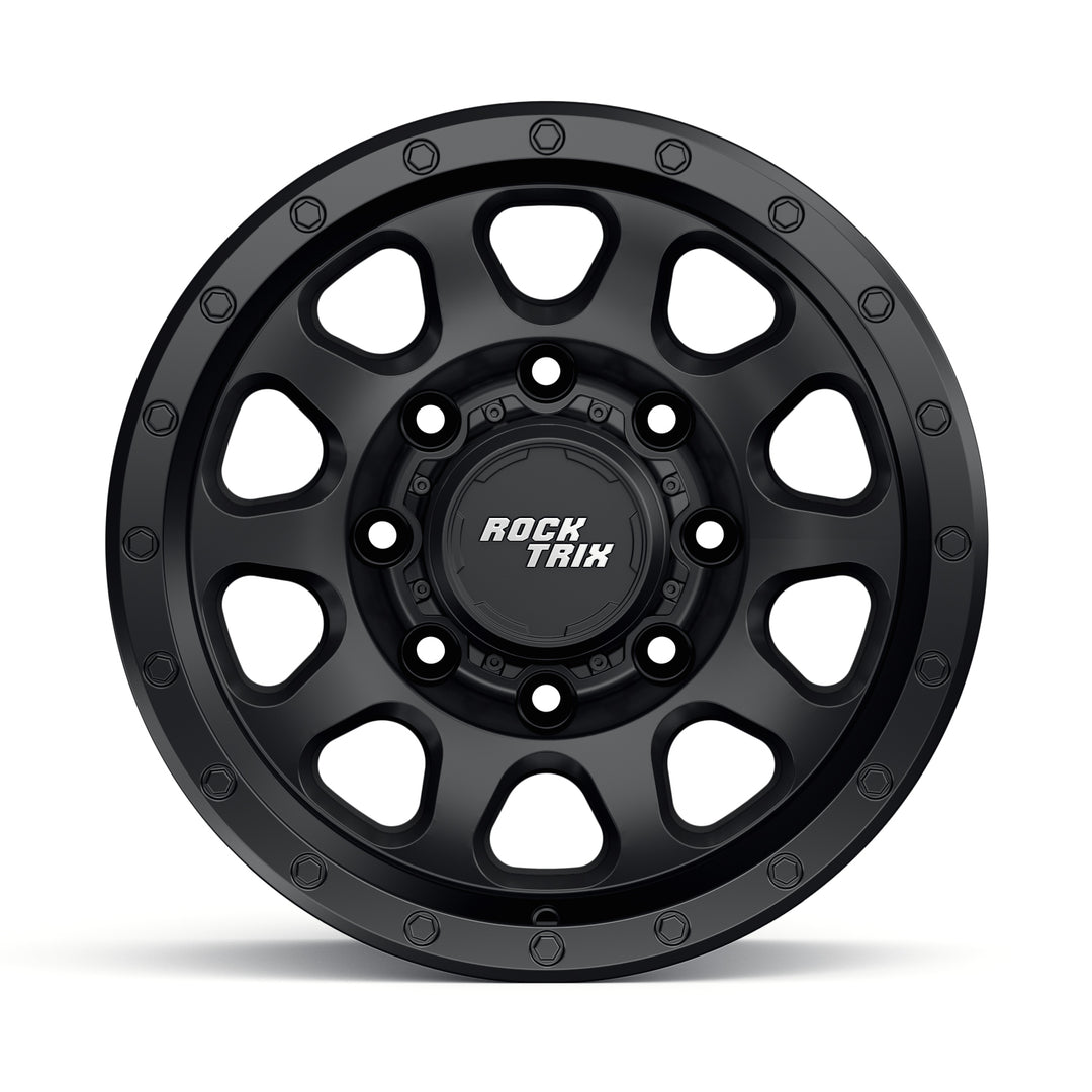 Rocktrix Offroad Wheels RT111 8Lug 17x8.5 Matte Black Heavy Duty Rim, for Chevrolet, GMC, Ram, Ford