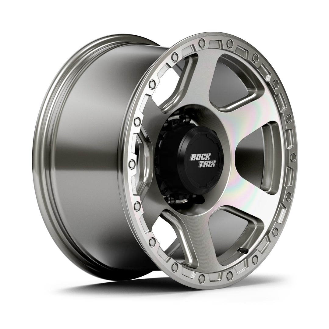 Rocktrix Offroad Wheels - RT112 8Lug 18x9 Machined Silver rim - Heavy Duty Rim, for Chevrolet, GMC, Ram, Ford
